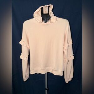 Blush Pink Pearl Ruffle Hoodie Size M WHYS Dressy Casual